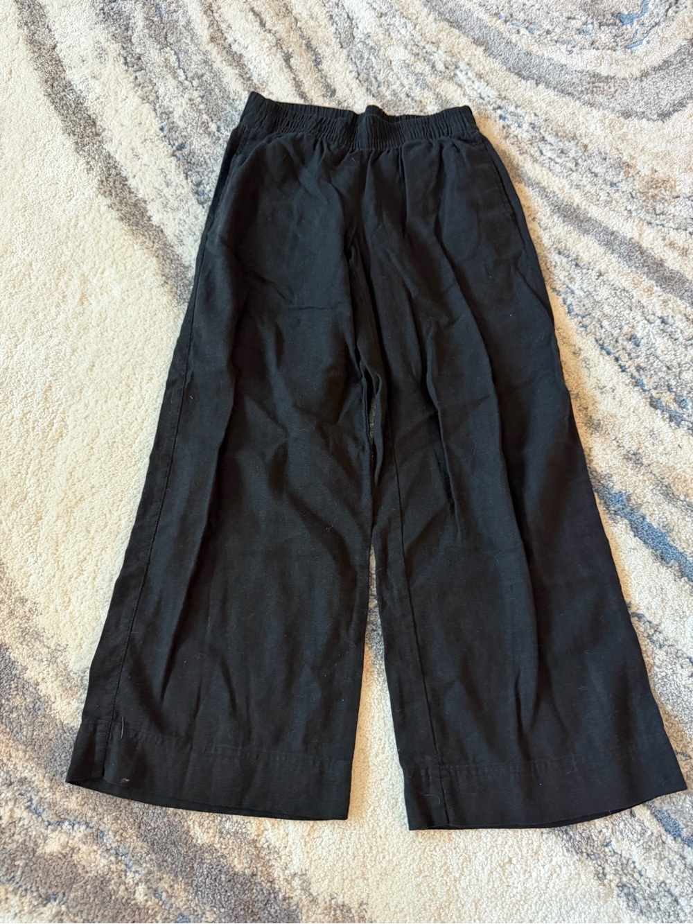 Old Navy Black Wide-Leg Linen Pull-On Pants